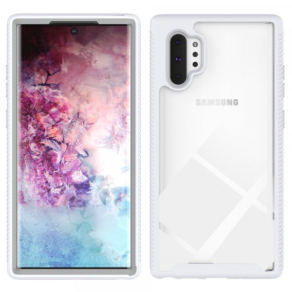 Wholesale Galaxy Note 10 Clear Dual Defense Hybrid Case (White)